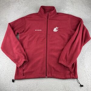Columbia Washington State Cougars Fleece Sweater Full Zip Jacket Men's Large Red